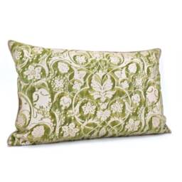 Fortuny Fabric Throw Pillow Cushion Cover in Green & Gold Persepolis Pattern - Made Italy - thumbnail 2
