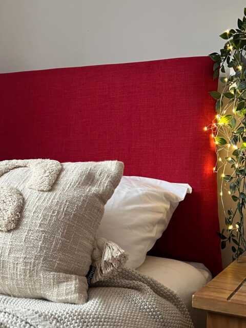Bespoke Headboard Cover - Red Linen Style Fabric - image 1