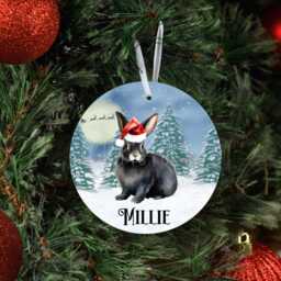 Personalised Christmas Black Bunny Rabbit Tree Decoration, Metal Hanging Ornament - thumbnail 3