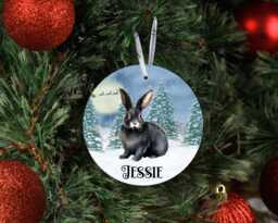 Personalised Christmas Black Bunny Rabbit Tree Decoration, Metal Hanging Ornament - thumbnail 1