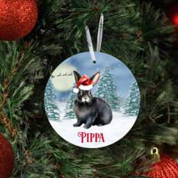 Personalised Christmas Black Bunny Rabbit Tree Decoration, Metal Hanging Ornament - thumbnail 2