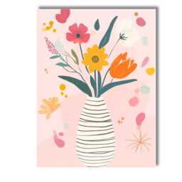 Pastel Botanical Flower Arrangement With Modern Vase Illustration Canvas Wall Art Print Decor Picture Ready To Hang - thumbnail 1