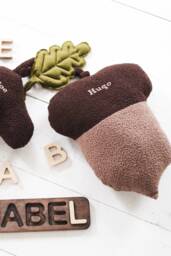 Personalized Back To School Gift, Boucle Pillow, Sherpa Pillow With Name Embroidery, Acorn Cushion Personalization - thumbnail 1