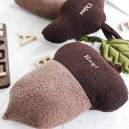 Personalized Back To School Gift, Boucle Pillow, Sherpa Pillow With Name Embroidery, Acorn Cushion Personalization - thumbnail 2