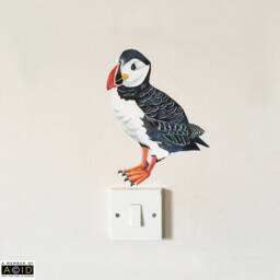Puffin Wall Decal, Bathroom Art, Nautical Decor, Beach Bird Sticker, Peel & Stick Decal - thumbnail 1