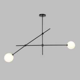 Handmade Brass Sputnik Chandelier - Mid-Century Modern Pendant Light With Glass Globes - thumbnail 1