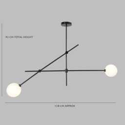 Handmade Brass Sputnik Chandelier - Mid-Century Modern Pendant Light With Glass Globes - thumbnail 2