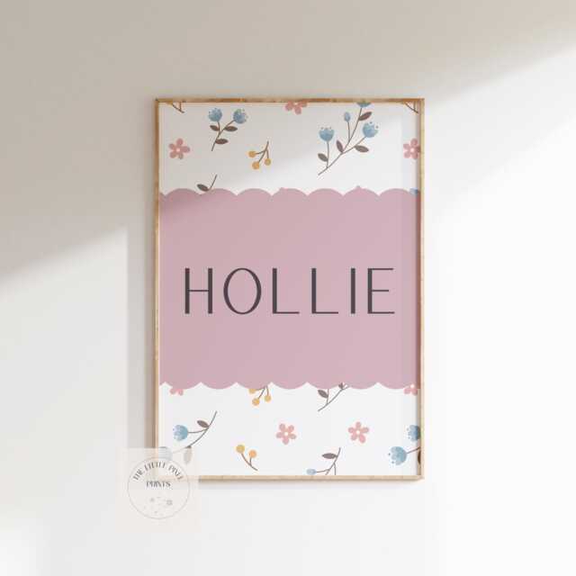 Floral Personalised Print For Girls Nursery, Bedroom Or Playroom, Flower Poster Childrens Room - image 1