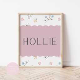 Floral Personalised Print For Girls Nursery, Bedroom Or Playroom, Flower Poster Childrens Room - thumbnail 3
