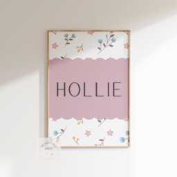 Floral Personalised Print For Girls Nursery, Bedroom Or Playroom, Flower Poster Childrens Room - thumbnail 1