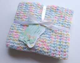 Crochet Baby Blanket Soft Acrylic, Newborn Size, Unisex Gift - thumbnail 1