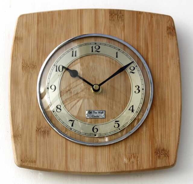 Wooden Wall Clock - New 23cm Bamboo Retro Handmade Mid Century Style Modern French Gift Off The Clocks - image 1