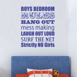 Bedroom Rules Wall Quote Boys-Decals-Wall Stickers-Boys Bedroom-Childrens Bedroom - Home Decor-Quote-Bedroom - thumbnail 1