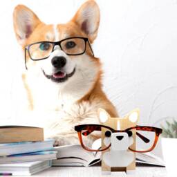 Wood Corgi Figure Eyeglass Stand - Personalized Dog Ornament Gift - thumbnail 2