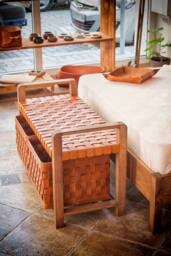 End Of Bed Storage Bench With 2 Leather Baskets For Entryway Or Home Improvement - Woven Best Outdoor Decor