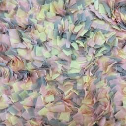 Baby Rag Rug, Pink, Yellow &gray Cotton With Tule, Boho Chic Area Shag Rugs, Shabby Floor Mat, Newborn Photo Rug - thumbnail 2