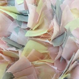 Baby Rag Rug, Pink, Yellow &gray Cotton With Tule, Boho Chic Area Shag Rugs, Shabby Floor Mat, Newborn Photo Rug - thumbnail 4