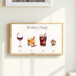 Personalised Watercolour Drinks Print - Custom Family Alcohol Gift His & Hers Drink Art Friends - thumbnail 3