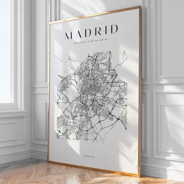 Madrid City Map Print, Home Decor, Wall Art, Poster, Framed - image 1