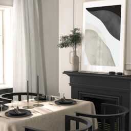 Abstract Wall Art Prints, Art, Set Of 3 Neutral Black & Beige Wall - thumbnail 3