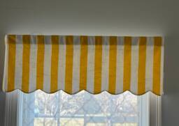striped Scalloped Window Valance, Yellow & White, Custom Size - thumbnail 1