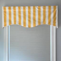 striped Scalloped Window Valance, Yellow & White, Custom Size - thumbnail 2