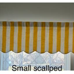 striped Scalloped Window Valance, Yellow & White, Custom Size - thumbnail 4