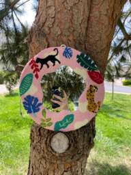 Animal Punch Needle Mirror, Tufted Pink Wall Home Decoration, New Gift