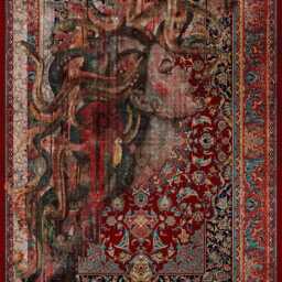 Medusa Area Rug Red & Blue Oriental Fantasy Carpet - thumbnail 2