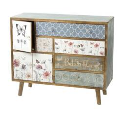 Wooden Sideboard, Storage Unit, Floral Design, Shabby Chic, Hand Painted, Butterfly, Flowers, Summer Meadow, Multi Size Draw Chest, Tv Unit - thumbnail 1