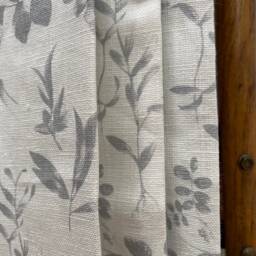 Sample Only - Curtains Made To Measure? Just Need Pole Length & Drop Quote Grey White Floral Linen - thumbnail 3