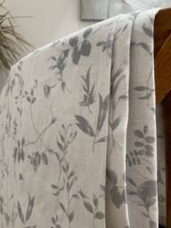 Sample Only - Curtains Made To Measure? Just Need Pole Length & Drop Quote Grey White Floral Linen - thumbnail 1