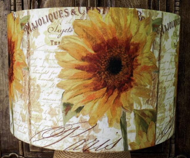 Vintage Sunflower Decoupage Lampshade French Shabby Chic Decor - image 1