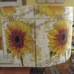 Vintage Sunflower Decoupage Lampshade French Shabby Chic Decor - thumbnail 4