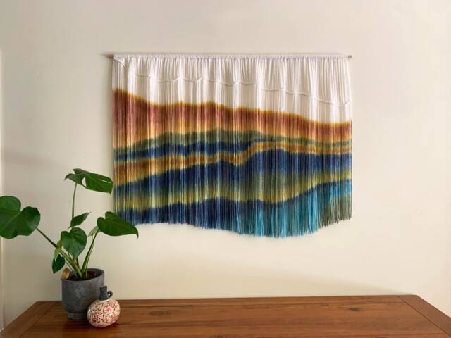 Hand-Dyed Fiber Art Tapestry Australian Made Boho Wall Hanging - image 1