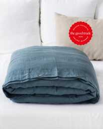 Gray Blue Linen Duvet Cover Queen King Comforter Bedding - thumbnail 1