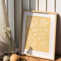 Meet Me By The Sea Wall Print - Sunshine Poster Shell Beach Summer Art Euro Gifts For Her Swim Trendy - thumbnail 2