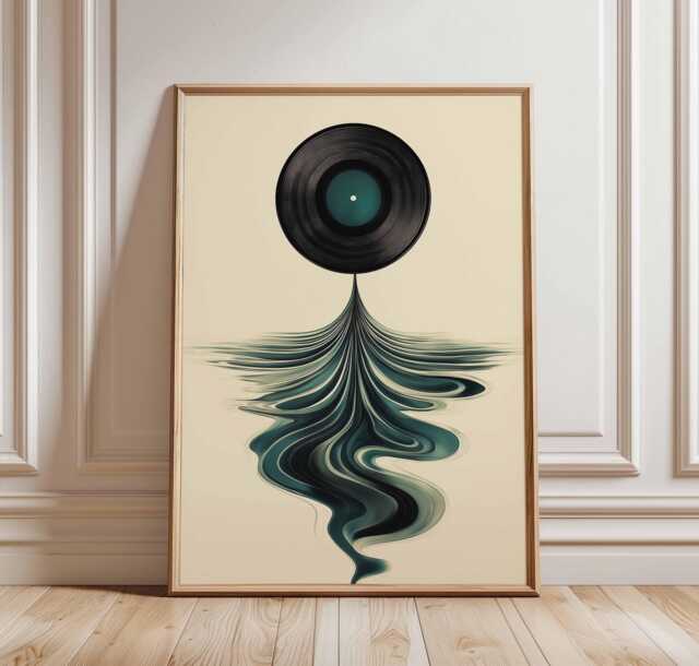 Abstract Vinyl Record Poster - Modern Music Art, Retro Design, Geometric Wall Decor, Surreal Artwork, Minimalist Print - image 1