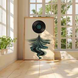 Abstract Vinyl Record Poster - Modern Music Art, Retro Design, Geometric Wall Decor, Surreal Artwork, Minimalist Print - thumbnail 3