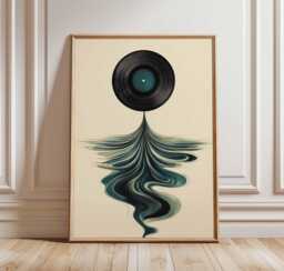 Abstract Vinyl Record Poster - Modern Music Art, Retro Design, Geometric Wall Decor, Surreal Artwork, Minimalist Print - thumbnail 1