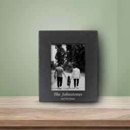 Personalised Slate Photo Frame - Engraved With Couple's Names & Date - Custom Anniversary, Wedding, Engagement Gift Rustic Keepsake - thumbnail 4