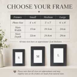 Personalised Slate Photo Frame - Engraved With Couple's Names & Date - Custom Anniversary, Wedding, Engagement Gift Rustic Keepsake - thumbnail 3
