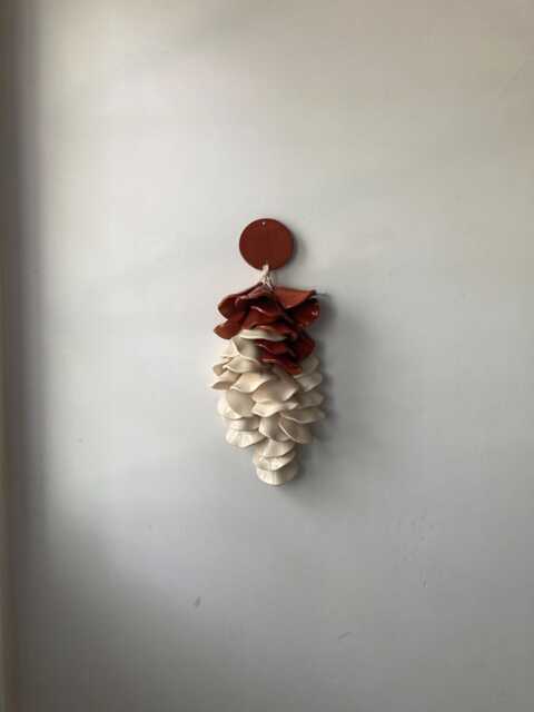 Handmade Terracotta & Ivory Ceramic Tile Wall Hanging - image 1