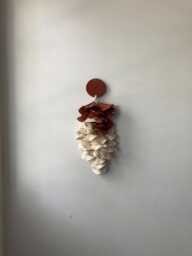 Handmade Terracotta & Ivory Ceramic Tile Wall Hanging - thumbnail 1