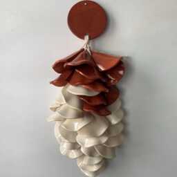 Handmade Terracotta & Ivory Ceramic Tile Wall Hanging - thumbnail 2