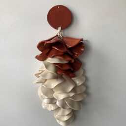 Handmade Terracotta & Ivory Ceramic Tile Wall Hanging - thumbnail 3