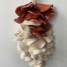 Handmade Terracotta & Ivory Ceramic Tile Wall Hanging - thumbnail 4