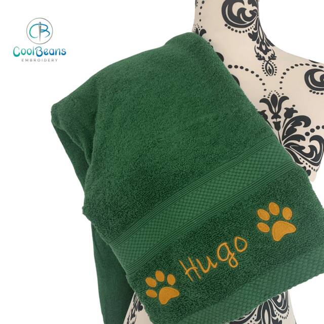 Personalised Dog Towel - Embroidered With Name & Paws - image 1