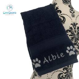 Personalised Dog Towel - Embroidered With Name & Paws - thumbnail 4