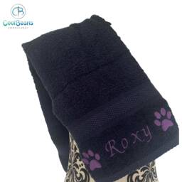 Personalised Dog Towel - Embroidered With Name & Paws - thumbnail 2
